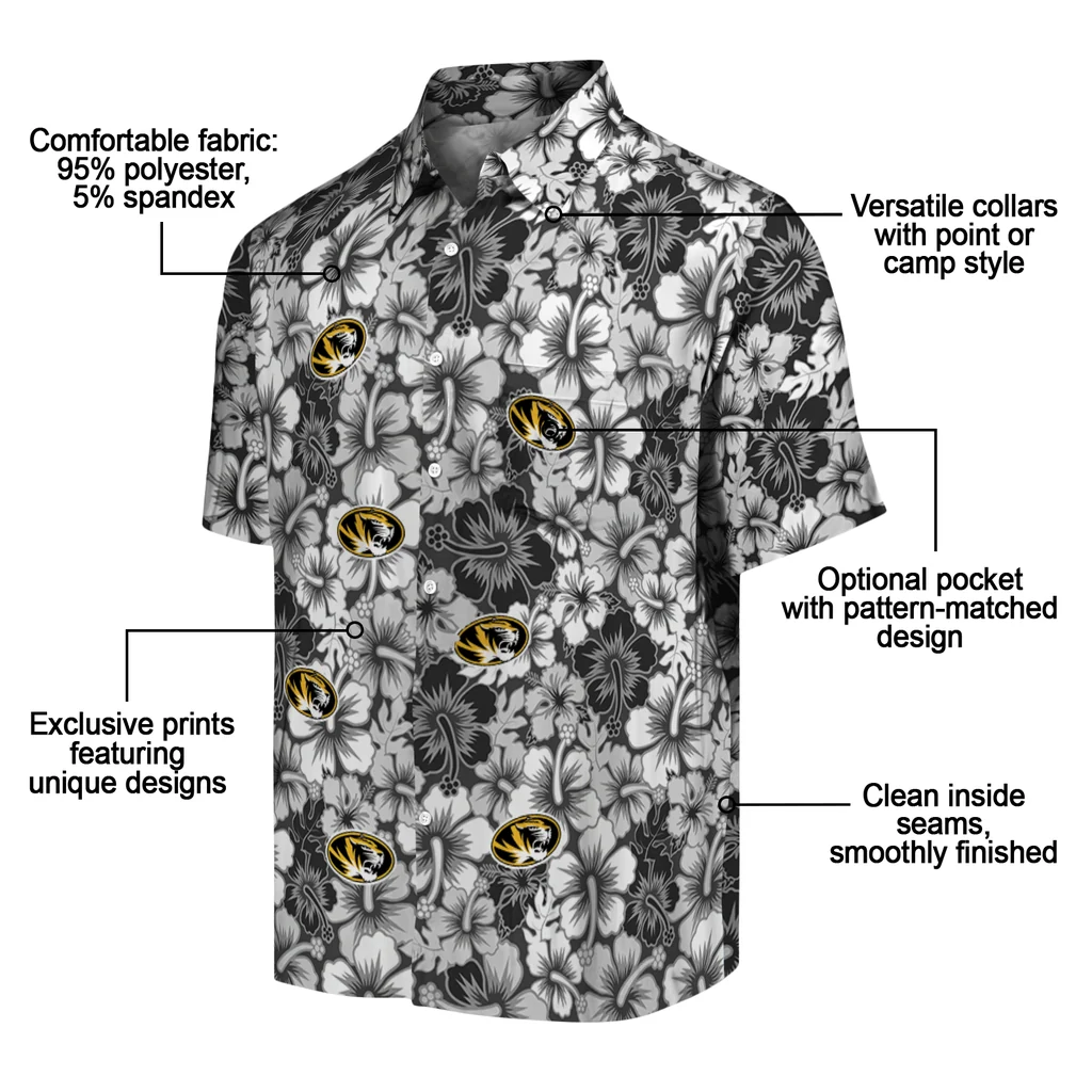 Missouri Tigers Hawaiian Shirt - Hibiscus Blooms missouri tigers hibiscus blooms black hawaiian shirts new arrival