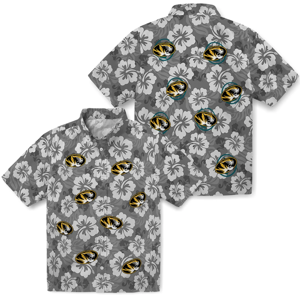 Missouri Tigers Hawaiian Shirt - Hibiscus Cluster missouri tigers hibiscus cluster black hawaiian shirts high quality