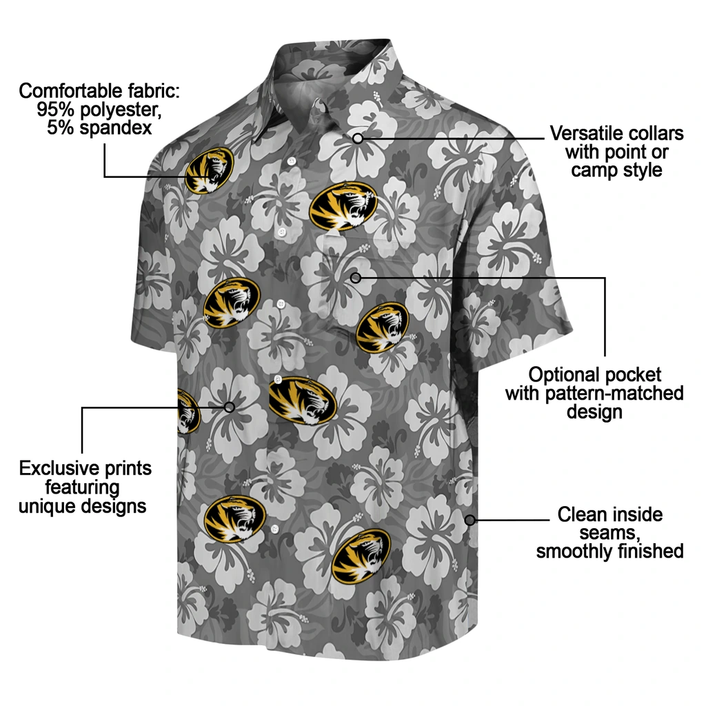 Missouri Tigers Hawaiian Shirt - Hibiscus Cluster missouri tigers hibiscus cluster black hawaiian shirts new arrival
