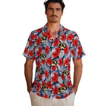 missouri tigers hibiscus fiesta red royal blue hawaiian shirts fashion forward