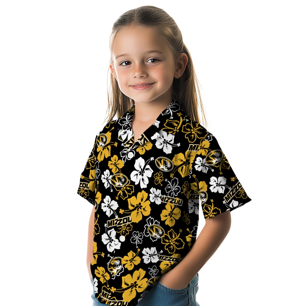 Missouri Tigers Hawaiian Shirt - Hibiscus Flower Design missouri tigers hibiscus bloom black hawaiian shirts premium grade