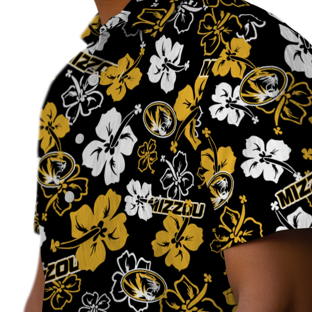 Missouri Tigers Hawaiian Shirt - Hibiscus Flower Design missouri tigers hibiscus bloom black hawaiian shirts trendy