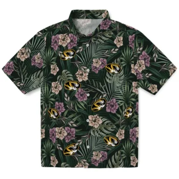 missouri tigers hibiscus leaves pattern green hawaiian shirts best selling
