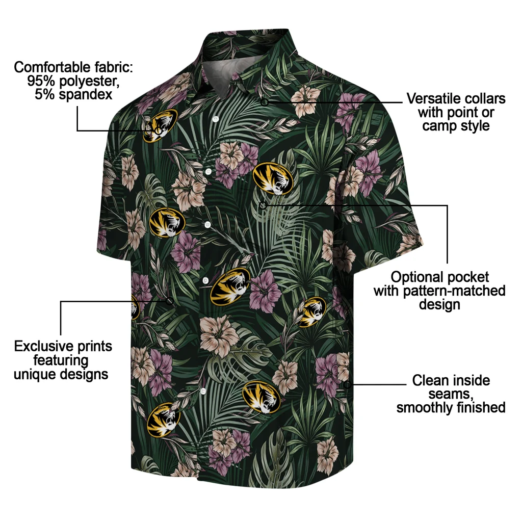 Missouri Tigers Hawaiian Shirt - Hibiscus Leaves Pattern missouri tigers hibiscus leaves pattern green hawaiian shirts new arrival