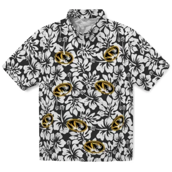 missouri tigers hibiscus motif black white hawaiian shirts best selling