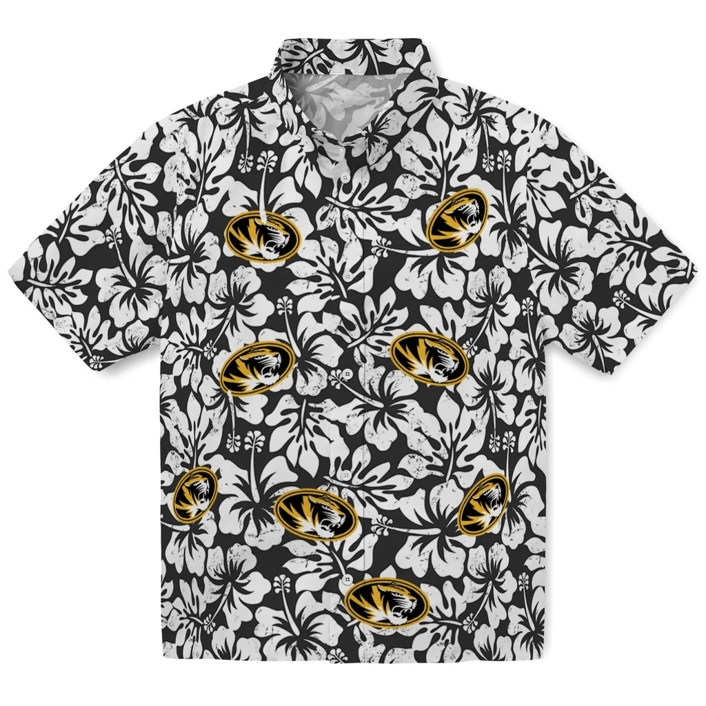 Missouri Tigers Hawaiian Shirt - Hibiscus Motif missouri tigers hibiscus motif black white hawaiian shirts best selling