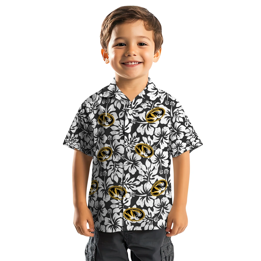 Missouri Tigers Hawaiian Shirt - Hibiscus Motif missouri tigers hibiscus motif black white hawaiian shirts top rated