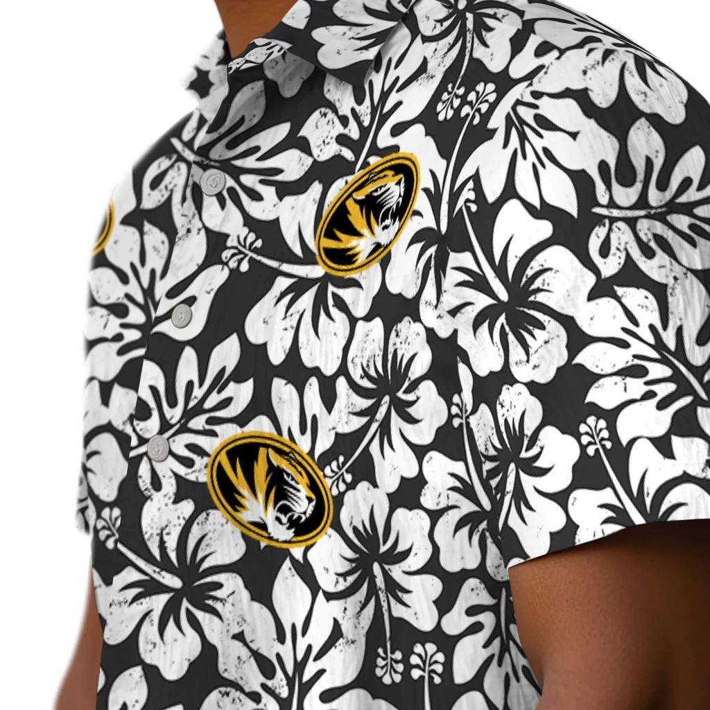 Missouri Tigers Hawaiian Shirt - Hibiscus Motif missouri tigers hibiscus motif black white hawaiian shirts trendy