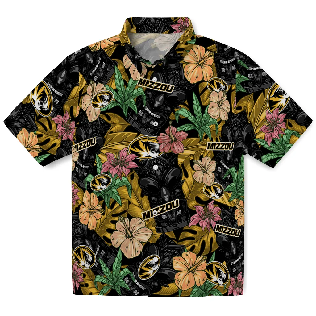 Missouri Tigers Hawaiian Shirt - Hibiscus Tiki Jungle missouri tigers tiki jungle black hawaiian shirts best selling