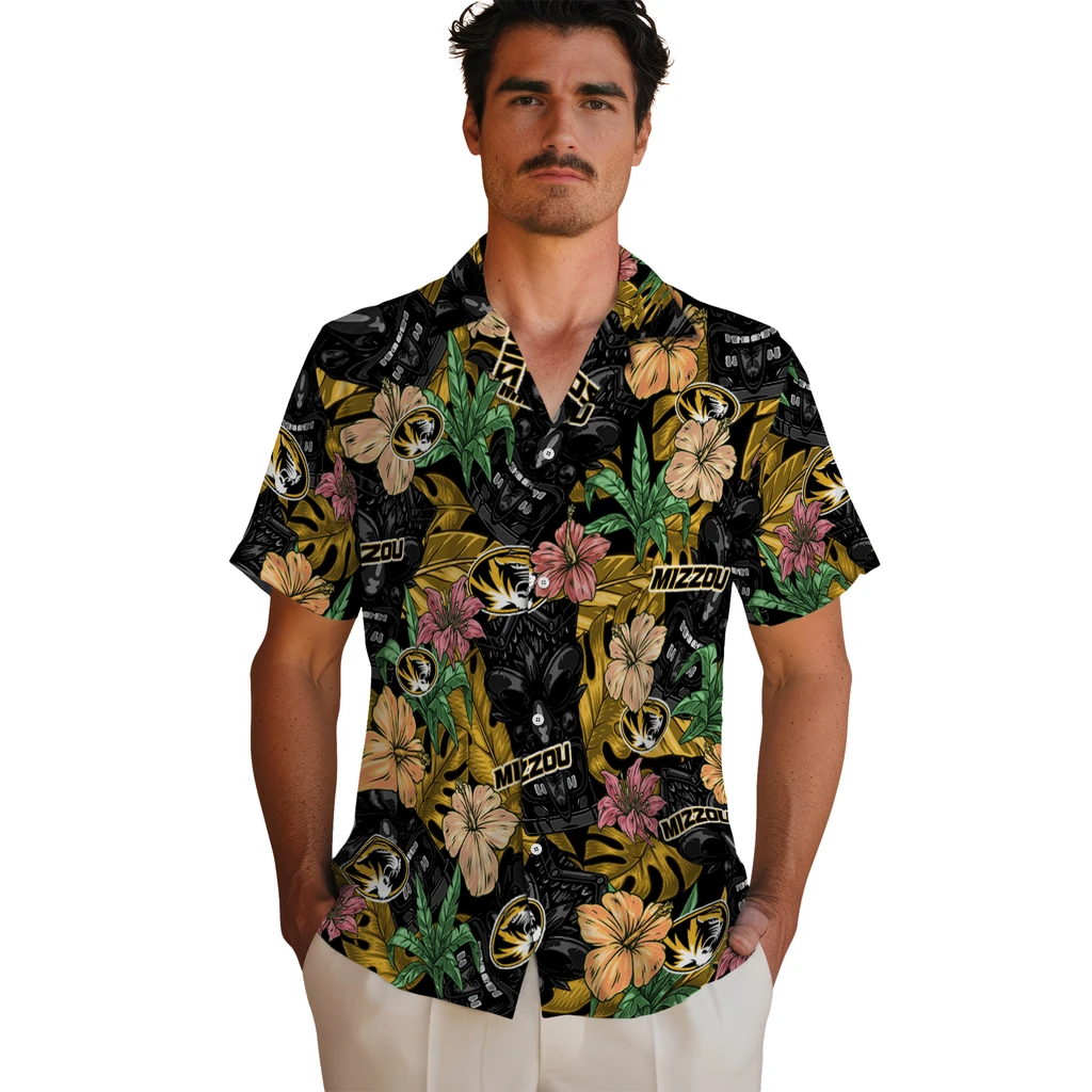 Missouri Tigers Hawaiian Shirt - Hibiscus Tiki Jungle missouri tigers tiki jungle black hawaiian shirts fashion forward