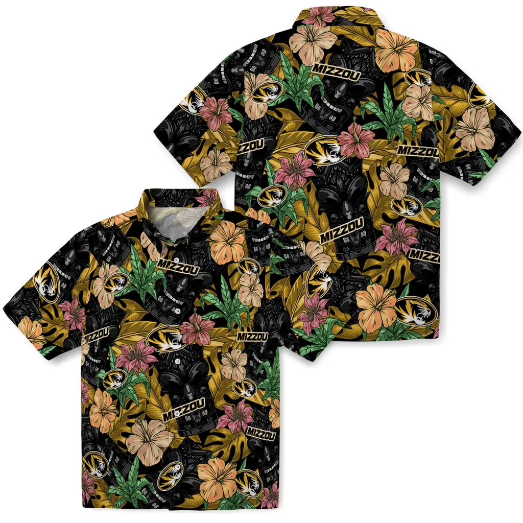 Missouri Tigers Hawaiian Shirt - Hibiscus Tiki Jungle missouri tigers tiki jungle black hawaiian shirts high quality