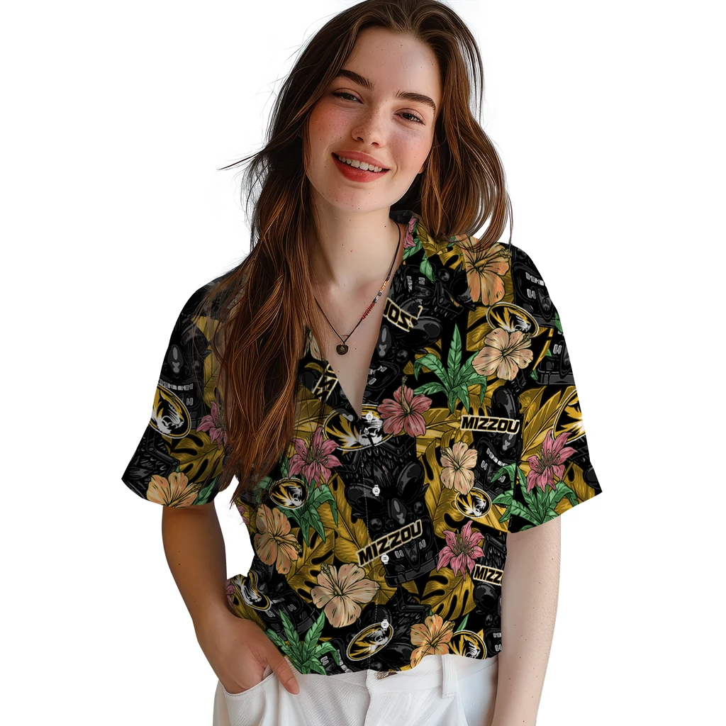 Missouri Tigers Hawaiian Shirt - Hibiscus Tiki Jungle missouri tigers tiki jungle black hawaiian shirts latest model