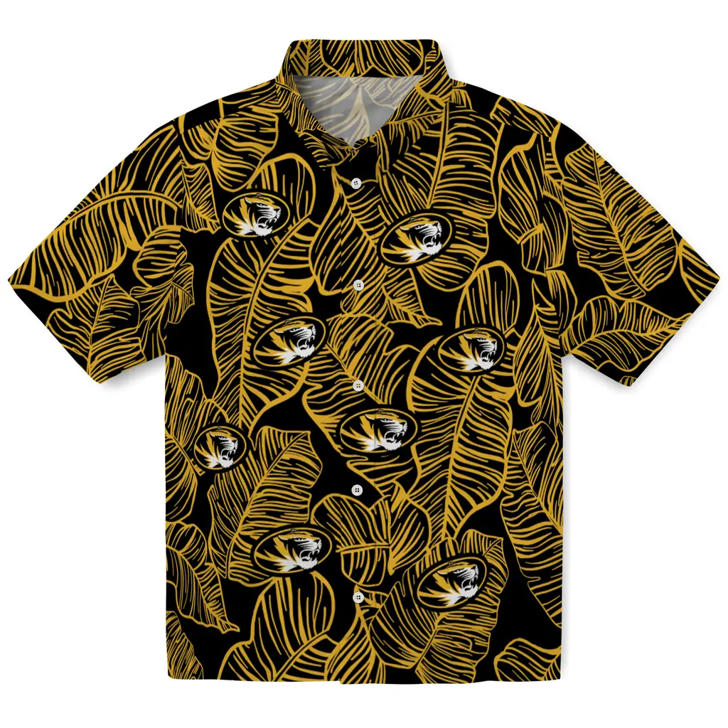 Missouri Tigers Hawaiian Shirt - Leaf Outline missouri tigers leaf outline black hawaiian shirts best selling