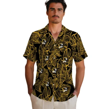 missouri tigers leaf outline black hawaiian shirts fashion forward