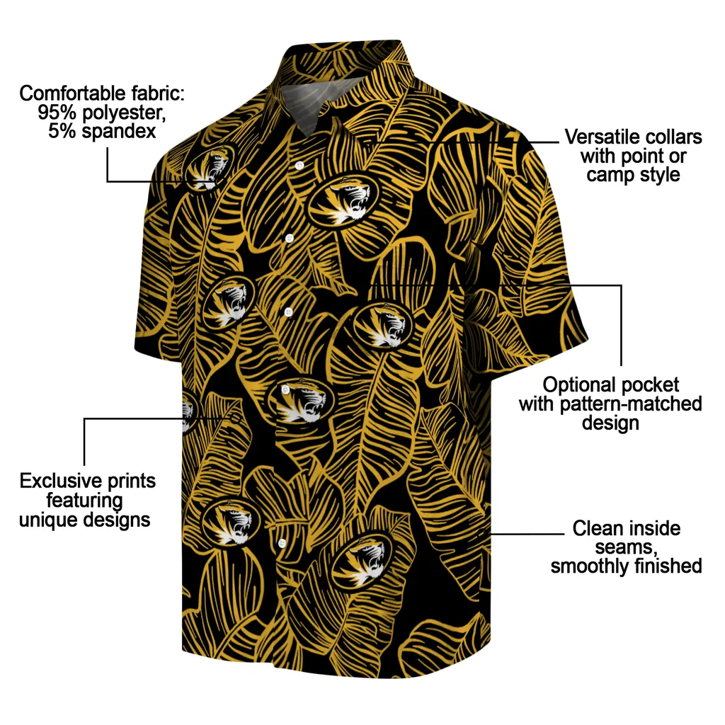 Missouri Tigers Hawaiian Shirt - Leaf Outline missouri tigers leaf outline black hawaiian shirts new arrival