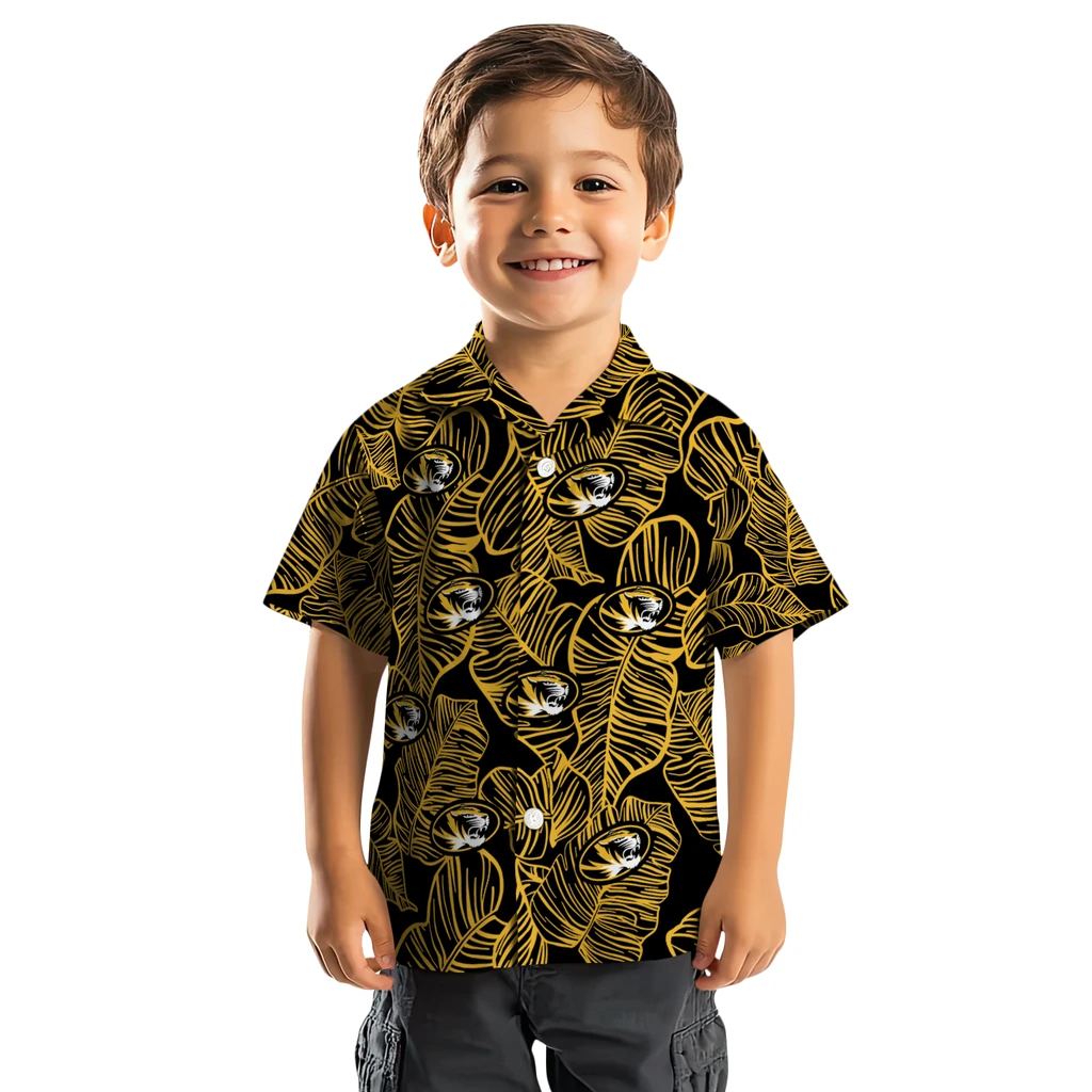 Missouri Tigers Hawaiian Shirt - Leaf Outline missouri tigers leaf outline black hawaiian shirts top rated