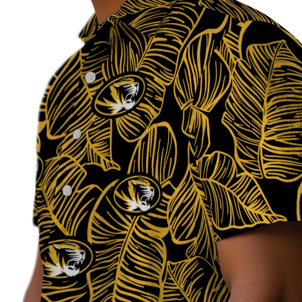 Missouri Tigers Hawaiian Shirt - Leaf Outline missouri tigers leaf outline black hawaiian shirts trendy