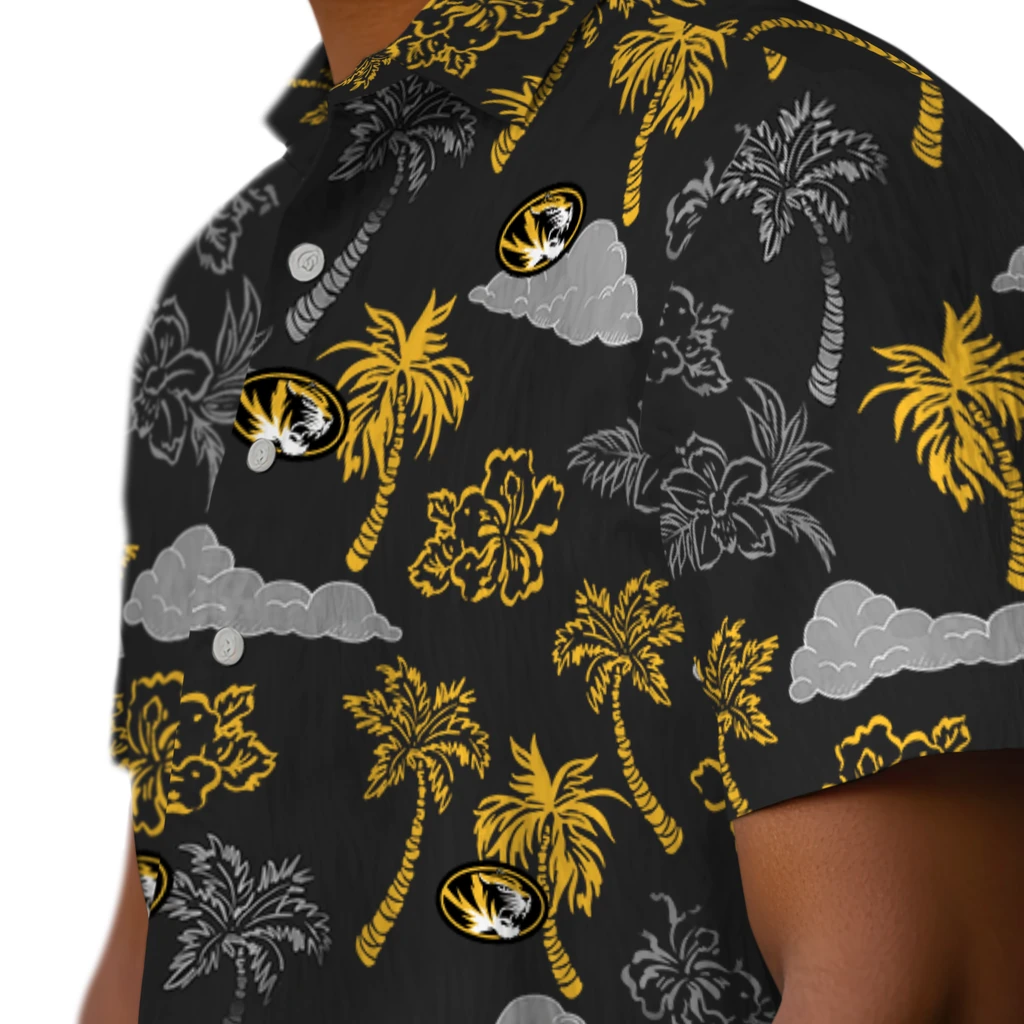 Missouri Tigers Hawaiian Shirt - Palm And Clouds missouri tigers palm and clouds black hawaiian shirts trendy