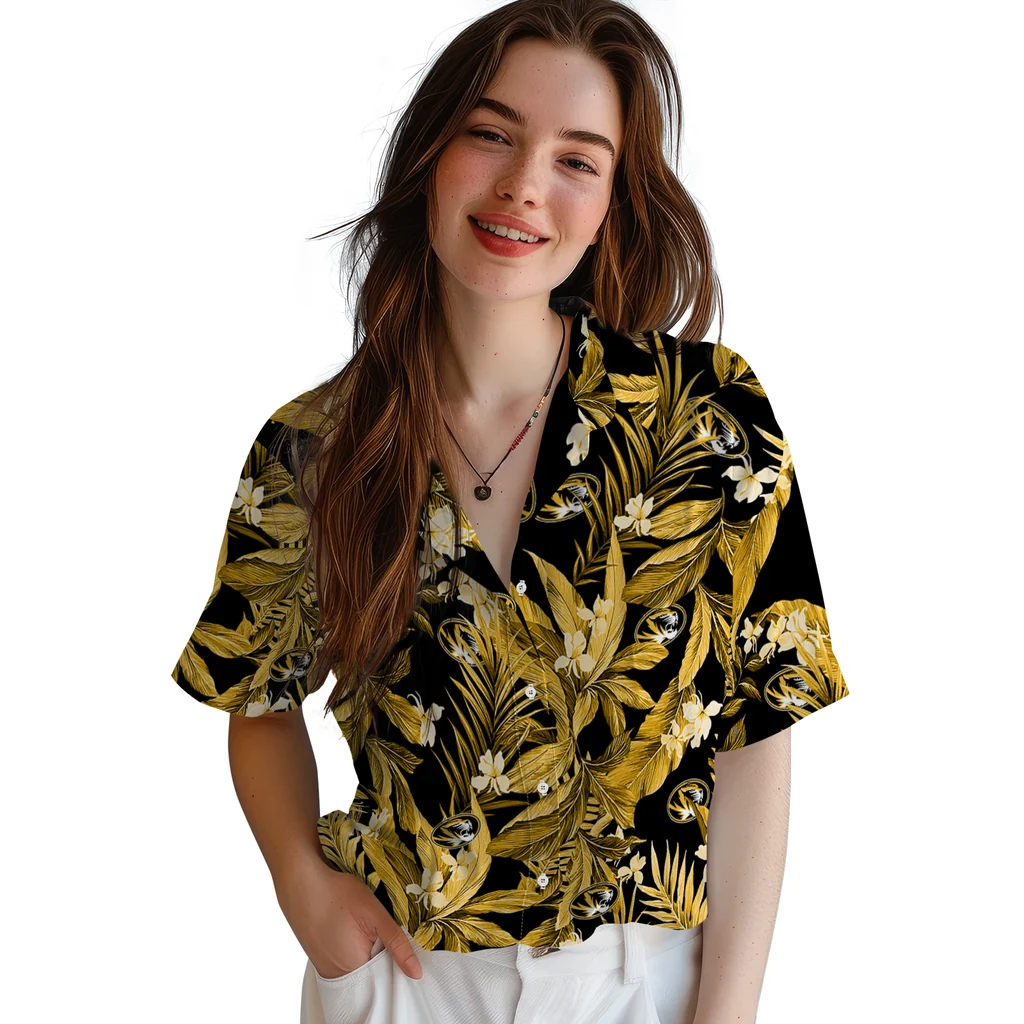 Missouri Tigers Hawaiian Shirt - Palm Leaves missouri tigers palm leaves black hawaiian shirts latest model