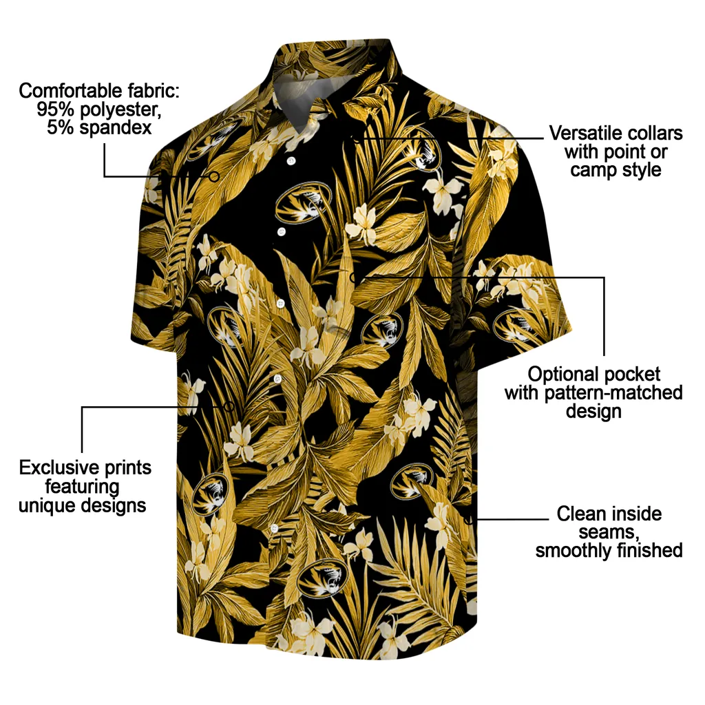Missouri Tigers Hawaiian Shirt - Palm Leaves missouri tigers palm leaves black hawaiian shirts new arrival