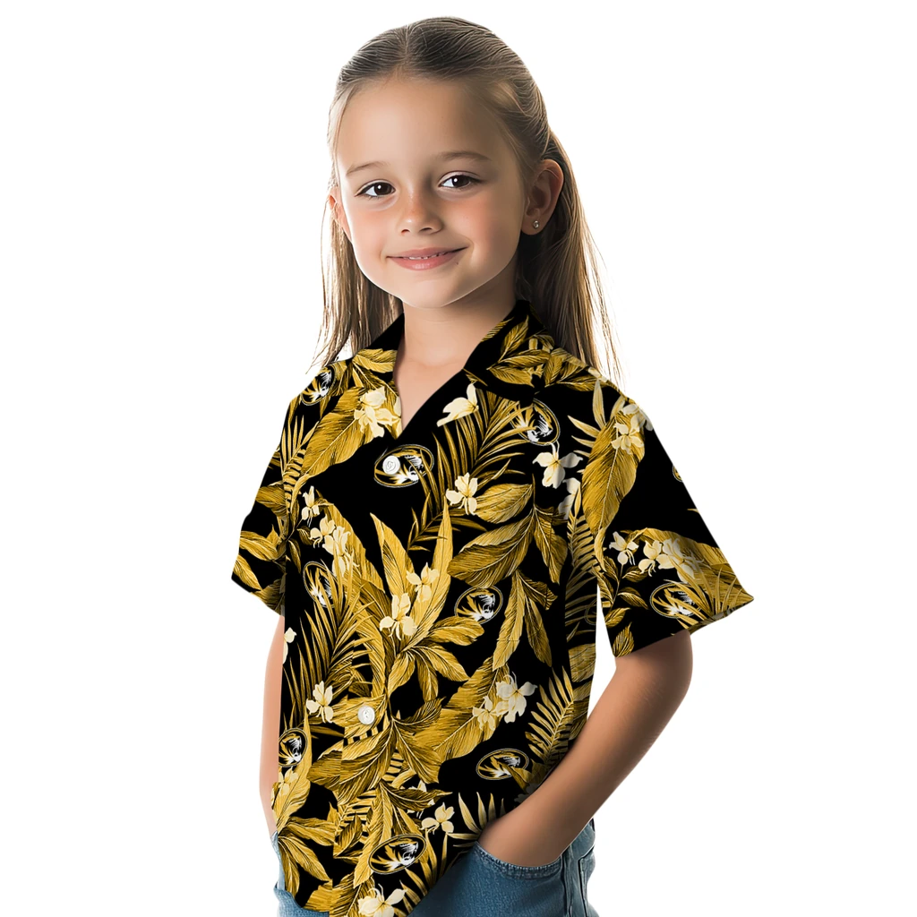 Missouri Tigers Hawaiian Shirt - Palm Leaves missouri tigers palm leaves black hawaiian shirts premium grade