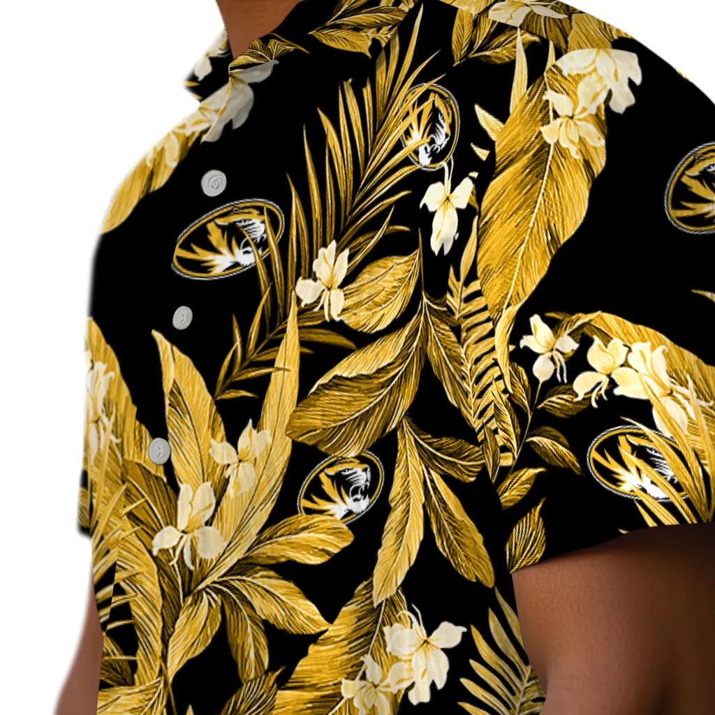 Missouri Tigers Hawaiian Shirt - Palm Leaves missouri tigers palm leaves black hawaiian shirts trendy