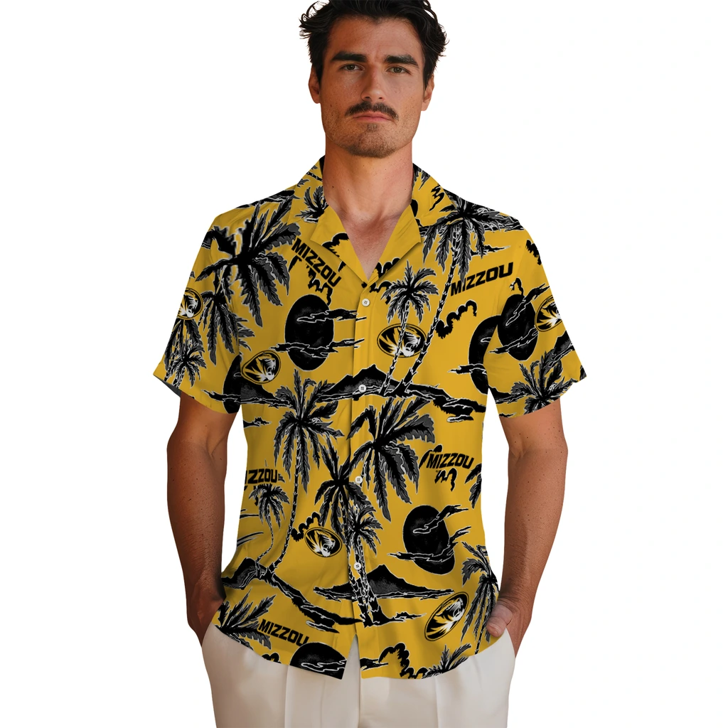 Missouri Tigers Hawaiian Shirt - Palm Sunset missouri tigers palm sunset hawaiian shirts fashion forward