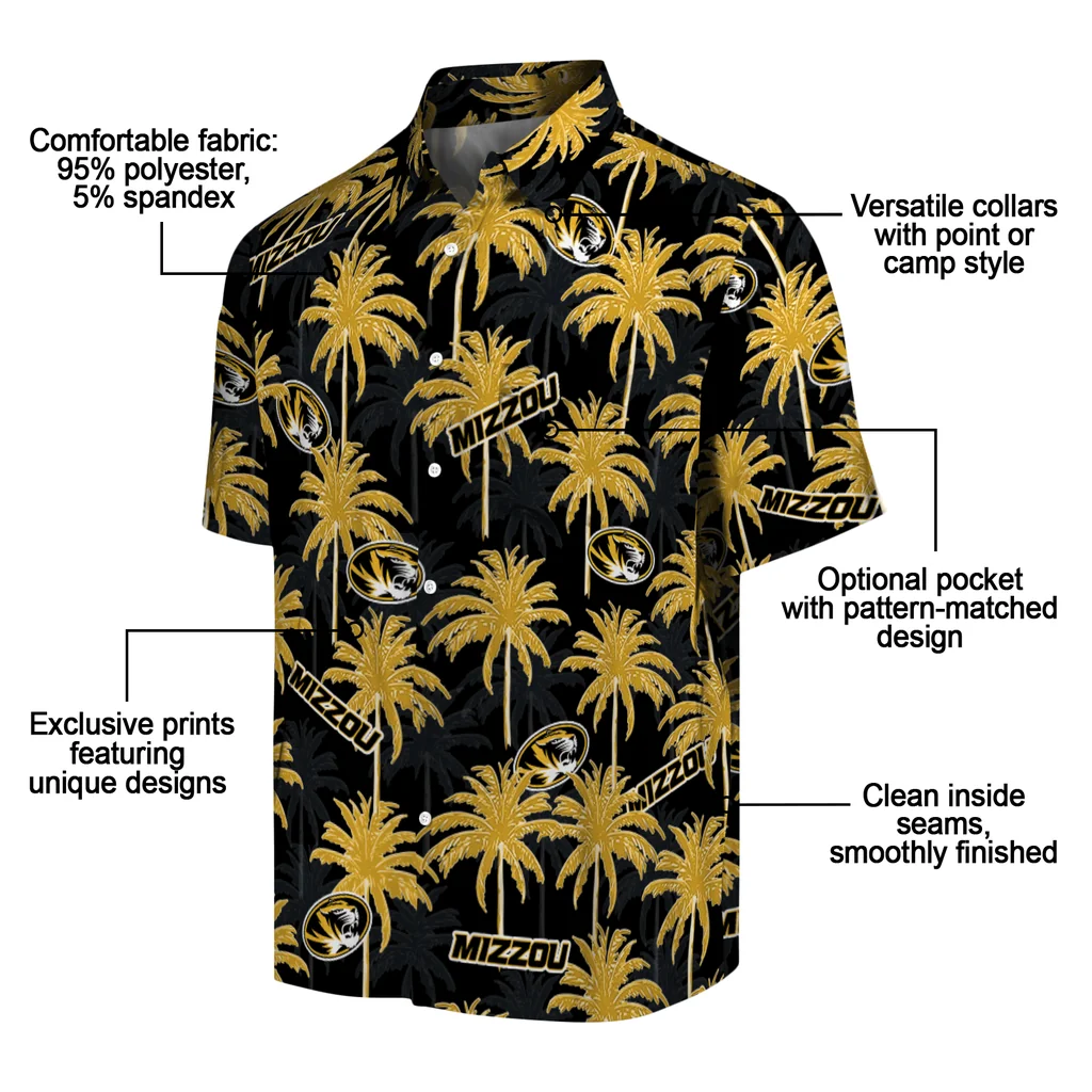Missouri Tigers Hawaiian Shirt - Palm Tree Motif missouri tigers palm grove black hawaiian shirts new arrival