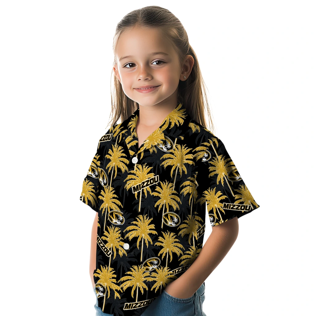 Missouri Tigers Hawaiian Shirt - Palm Tree Motif missouri tigers palm grove black hawaiian shirts premium grade