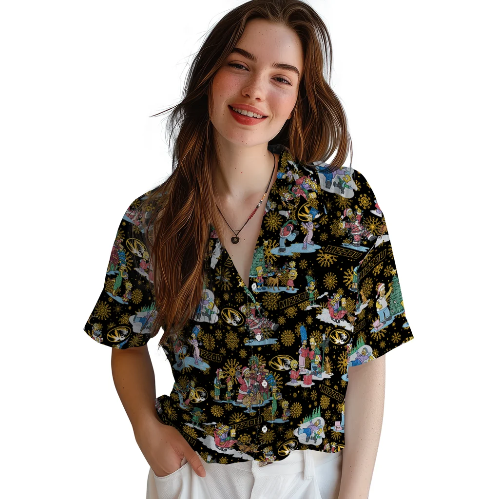 Missouri Tigers Hawaiian Shirt - Simpsons Christmas missouri tigers simpsons christmas black hawaiian shirts latest model