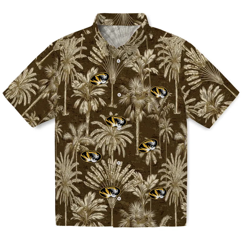 Missouri Tigers Hawaiian Shirt - Vintage Palm Tree missouri tigers palm shadows black hawaiian shirts best selling