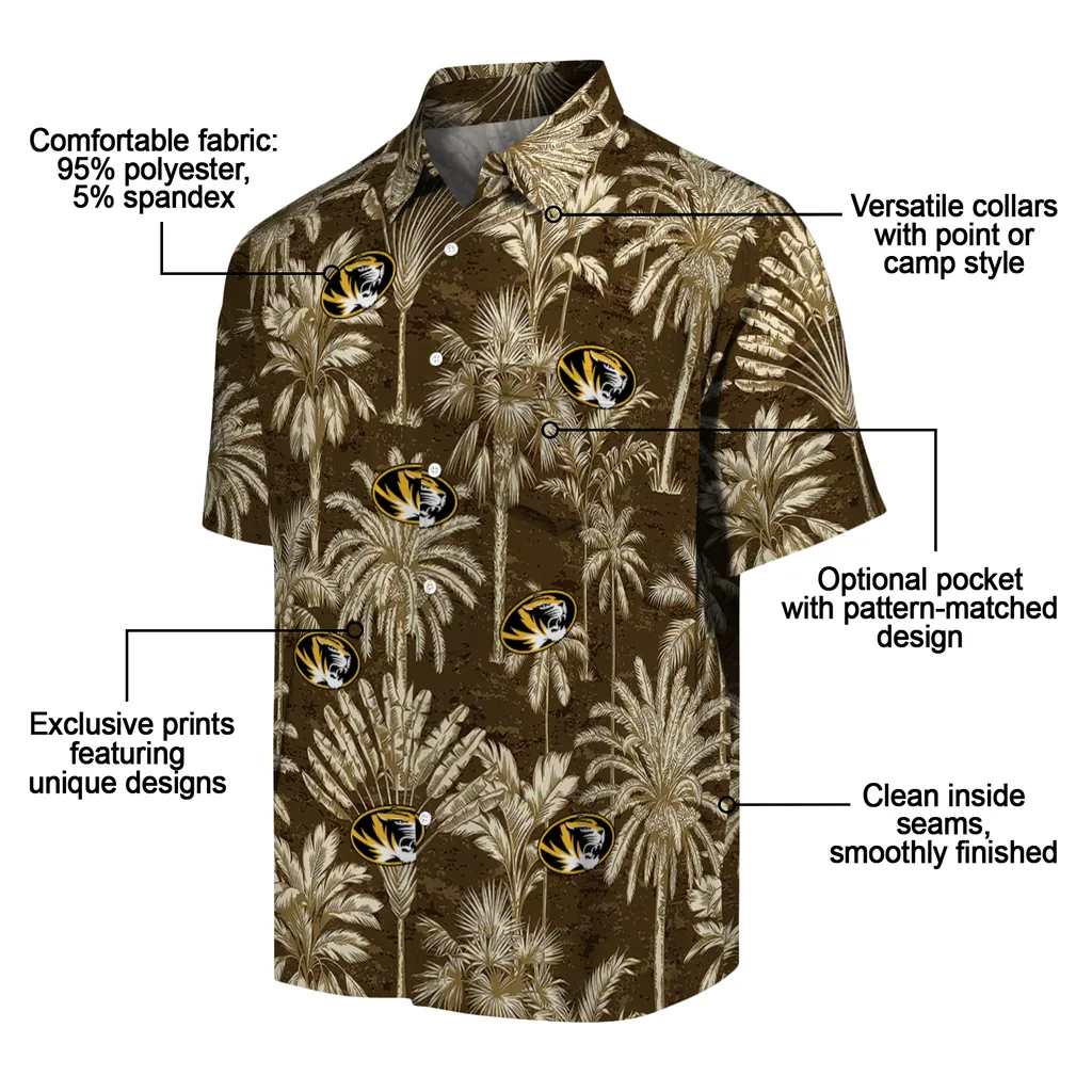 Missouri Tigers Hawaiian Shirt - Vintage Palm Tree missouri tigers palm shadows black hawaiian shirts new arrival