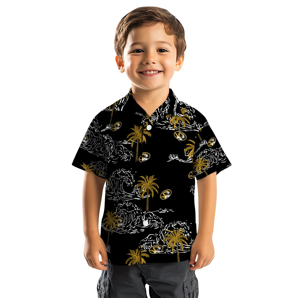 Missouri Tigers Hawaiian Shirt - Wave Palm missouri tigers wave palm black hawaiian shirts top rated