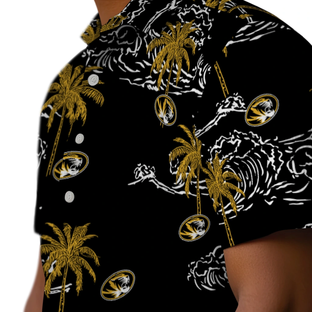 Missouri Tigers Hawaiian Shirt - Wave Palm missouri tigers wave palm black hawaiian shirts trendy