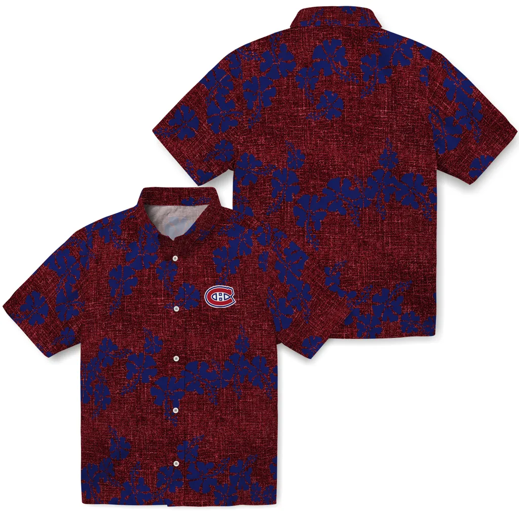 Montreal Canadiens Hawaiian Shirt - 50th State Flower montreal canadiens hibiscus petals red hawaiian shirts high quality