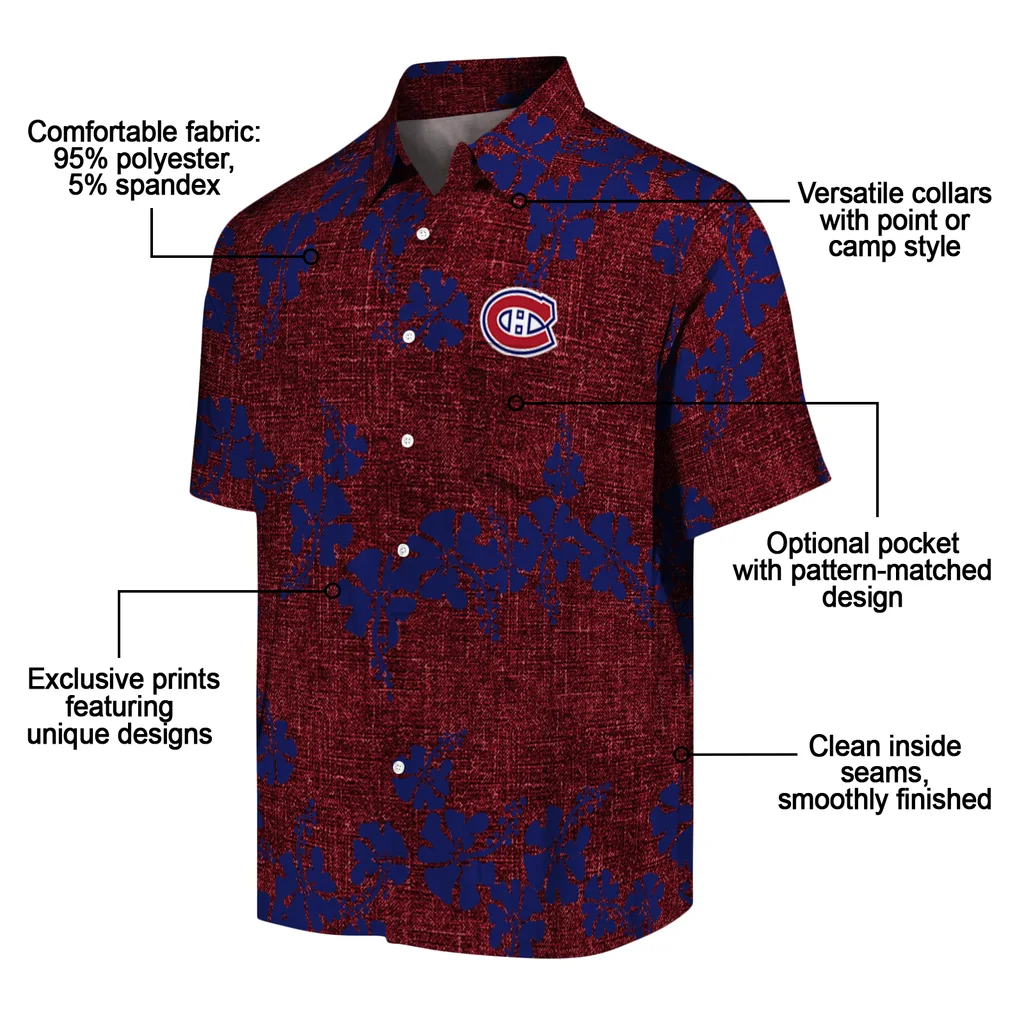 Montreal Canadiens Hawaiian Shirt - 50th State Flower montreal canadiens hibiscus petals red hawaiian shirts new arrival