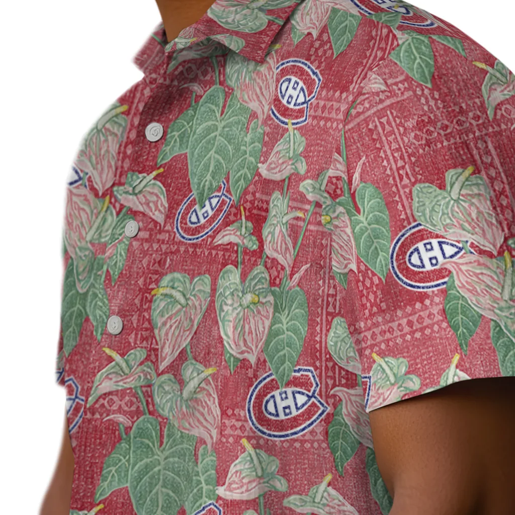 Montreal Canadiens Hawaiian Shirt - Anthurium Overlay montreal canadiens anthurium overlay red hawaiian shirts trendy