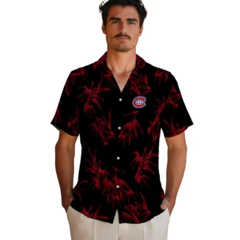 montreal canadiens bamboo branches red black hawaiian shirts fashion forward
