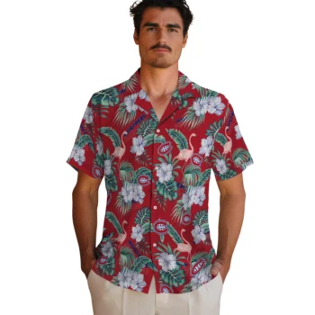 montreal canadiens flamingo palms red hawaiian shirts fashion forward