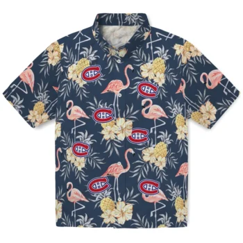 montreal canadiens flamingo hibiscus navy hawaiian shirts best selling