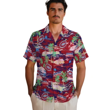 montreal canadiens flamingo retreat red hawaiian shirts fashion forward