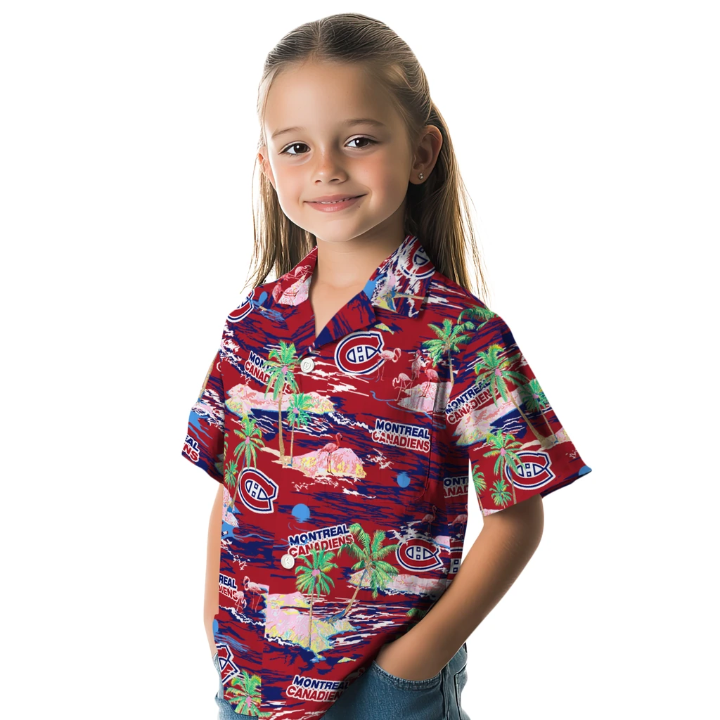 Montreal Canadiens Hawaiian Shirt - Hawaii Island montreal canadiens flamingo retreat red hawaiian shirts premium grade
