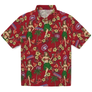 montreal canadiens hawaiian girls design red hawaiian shirts best selling