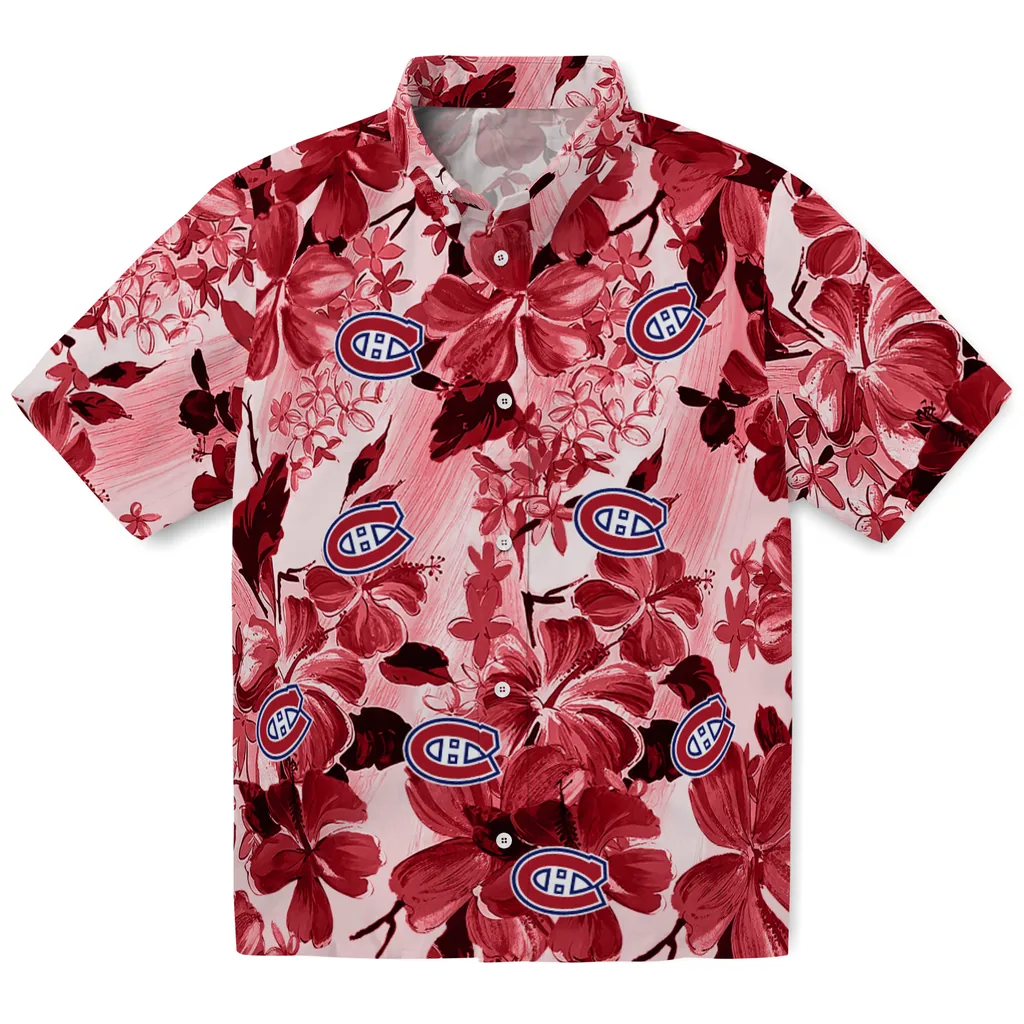 Montreal Canadiens Hawaiian Shirt - Hibiscus Arrangement montreal canadiens hibiscus arrangement red hawaiian shirts best selling