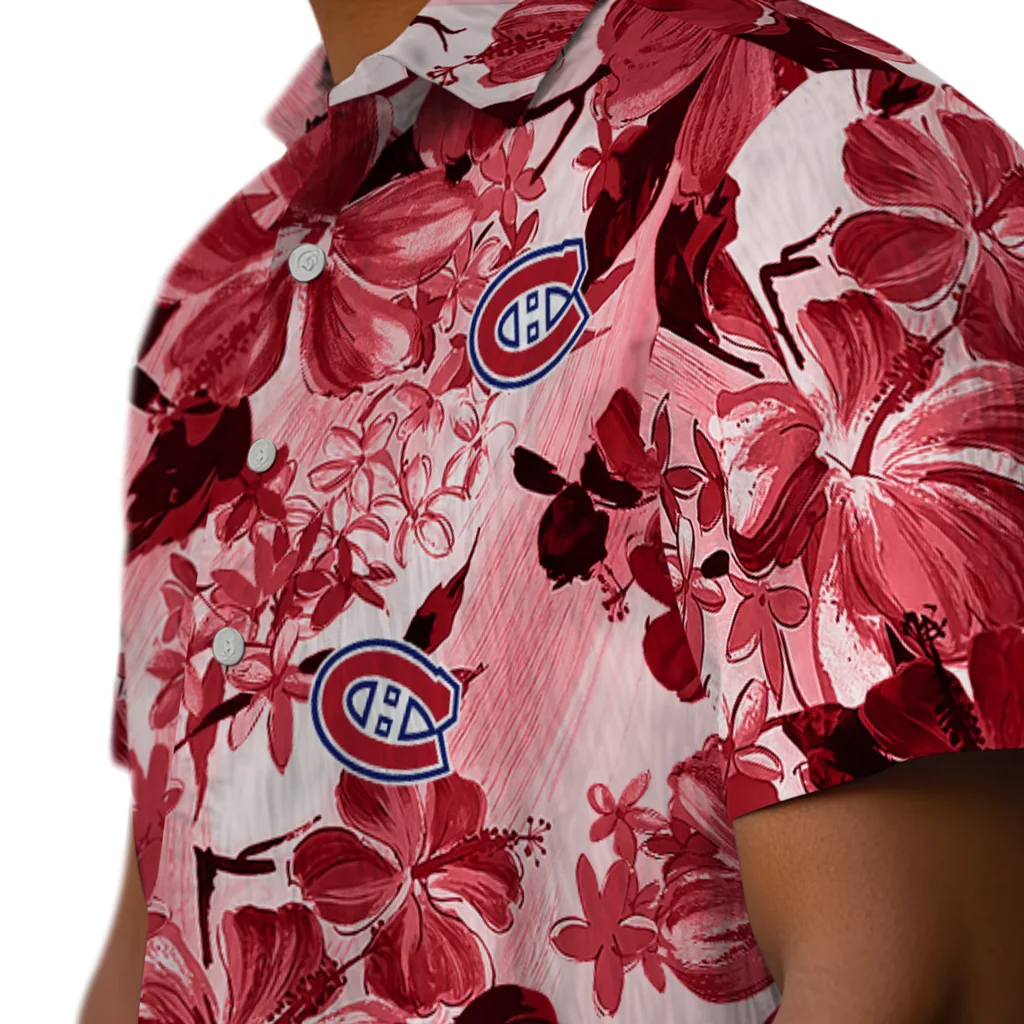 Montreal Canadiens Hawaiian Shirt - Hibiscus Arrangement montreal canadiens hibiscus arrangement red hawaiian shirts trendy
