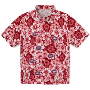 montreal canadiens hibiscus blooms red hawaiian shirts best selling