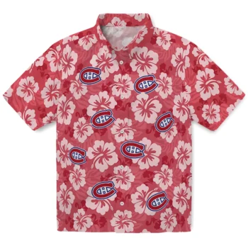 montreal canadiens hibiscus cluster red hawaiian shirts best selling