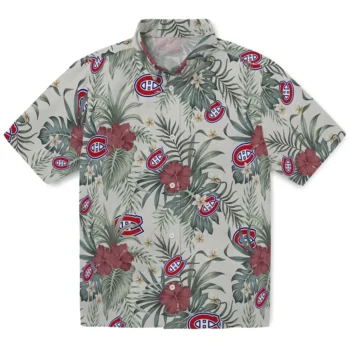 montreal canadiens hibiscus designs beige hawaiian shirts best selling