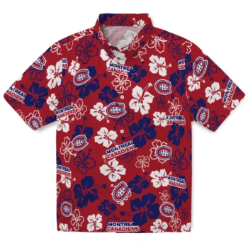 montreal canadiens hibiscus bloom red hawaiian shirts best selling