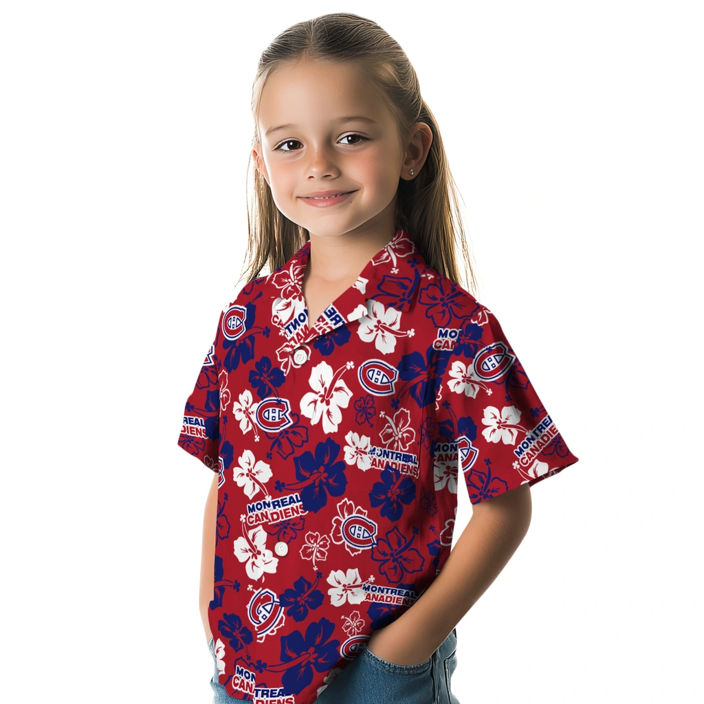 Montreal Canadiens Hawaiian Shirt - Hibiscus Flower Design montreal canadiens hibiscus bloom red hawaiian shirts premium grade